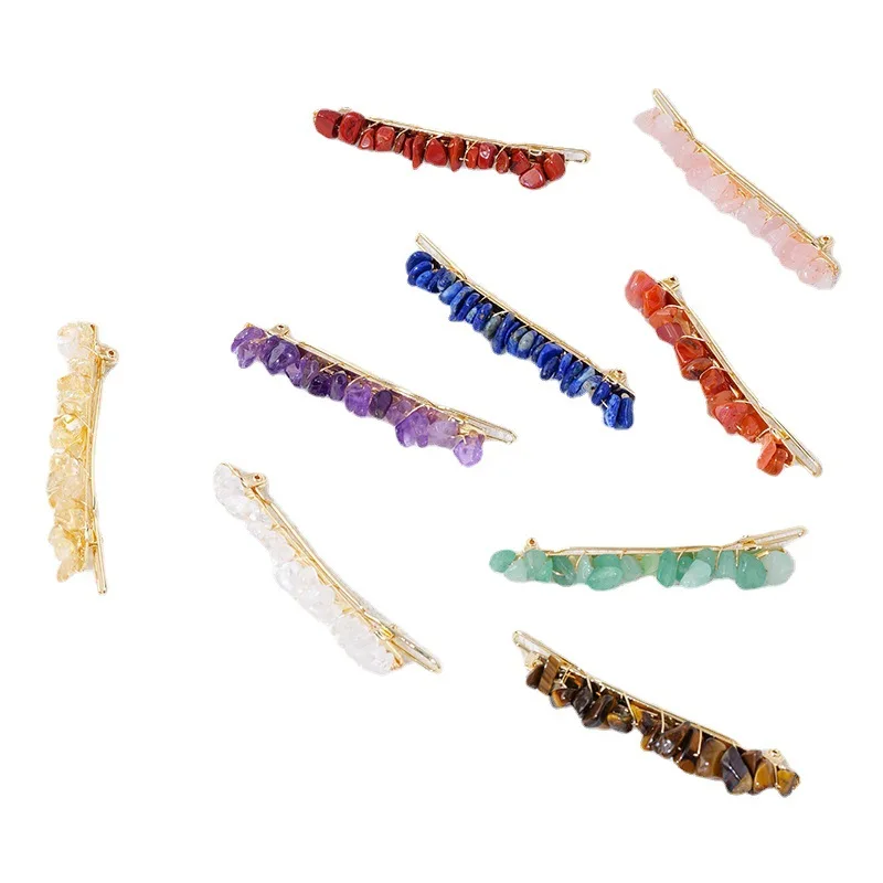 Natural Chips Quartz Hair Clips for Women Irregular Rock Gravels Stone Crystal Hair Clips Hair Pins Barrette Hair Accessories