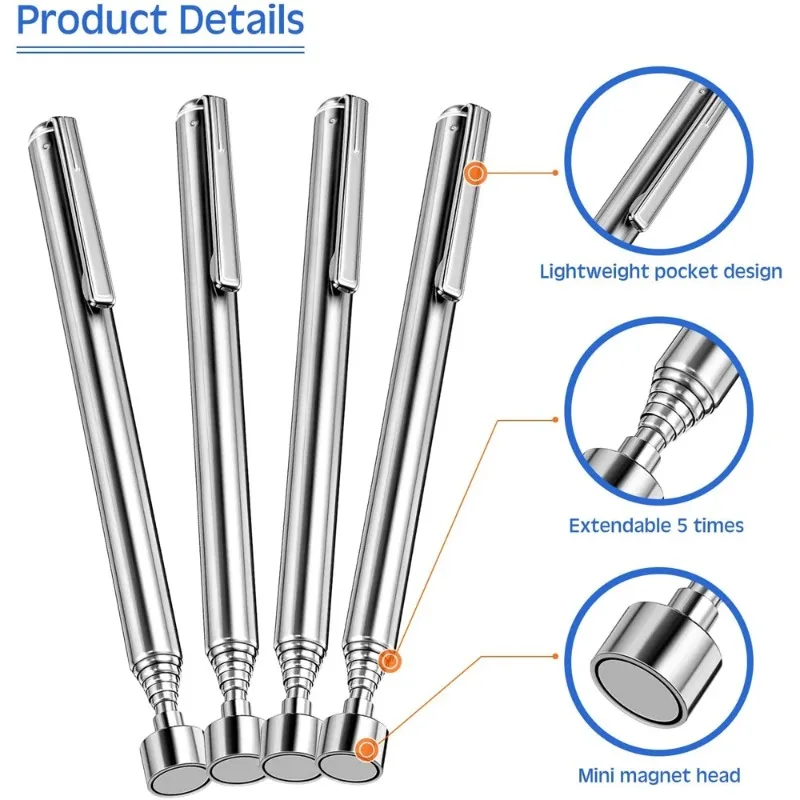 1/3Pcs Mini Portable Telescopic Magnetic Pen Handheld Magnet Pick Up Tool Adjustable Pickup Rod Stick Picking Up Screws Nut Bolt