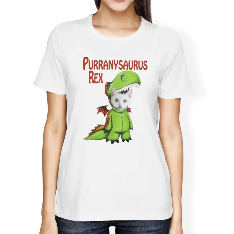 1T T Shirt Womens Loose Fit Purranysaurus Rex Cat Dinosaur