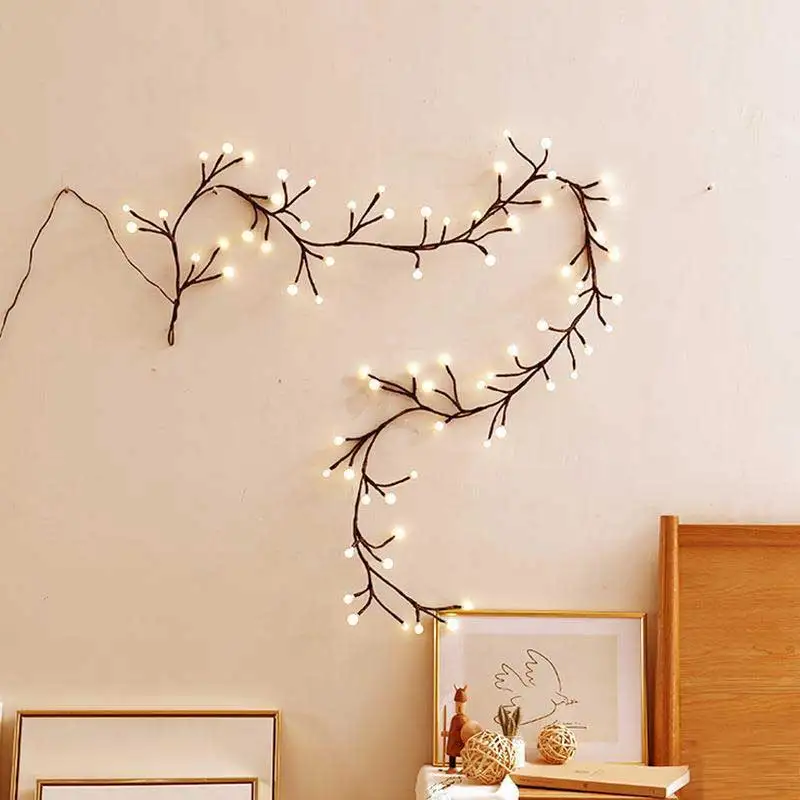 72 LEDs Flexible DIY Willow Vine Tree Wall Lights for Bedroom Home Decor for Living Room Fireplace Table Party Valentine's Day