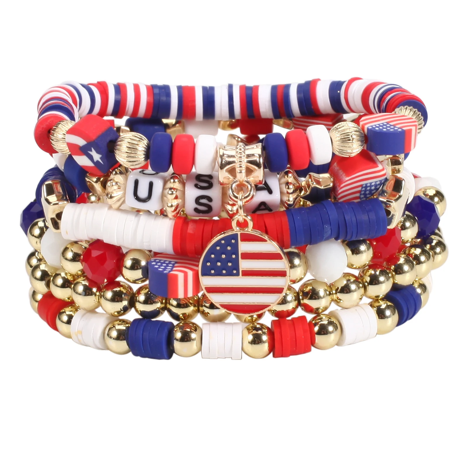 4th of July Bracelets Red White and Blue Bracelet USA Flag Patriotic Independence Day Bracelets American Flag Bracele