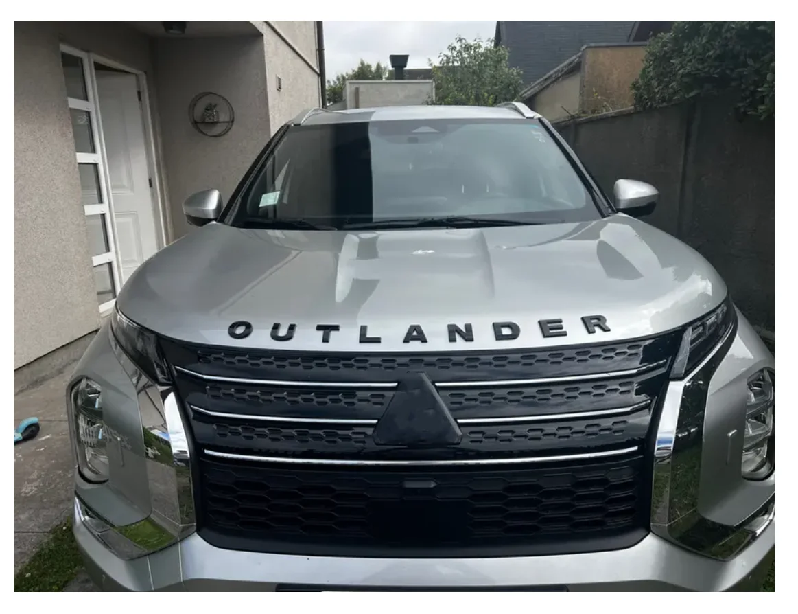 For Mitsubishi Outlander PHEV 2021 2022 2023 2024 ABS Chrome Front Grill Car Logo Letter Sticker Trims Car Styling Accessories