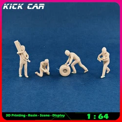 Kickcar 1/64 NASCAR Tyre Changer Model Car Diorama Uncolored Resin Garage Scene Figure Decoration Simulation Scene Toy