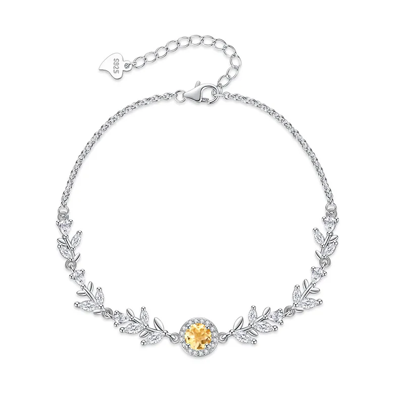 

Genuine Peridot Amethyst Garnet Citrine Topaz 925 Sterling Pure Silver Bracelet for Women Pendant Necklace Jewelry Gift 15+3cm