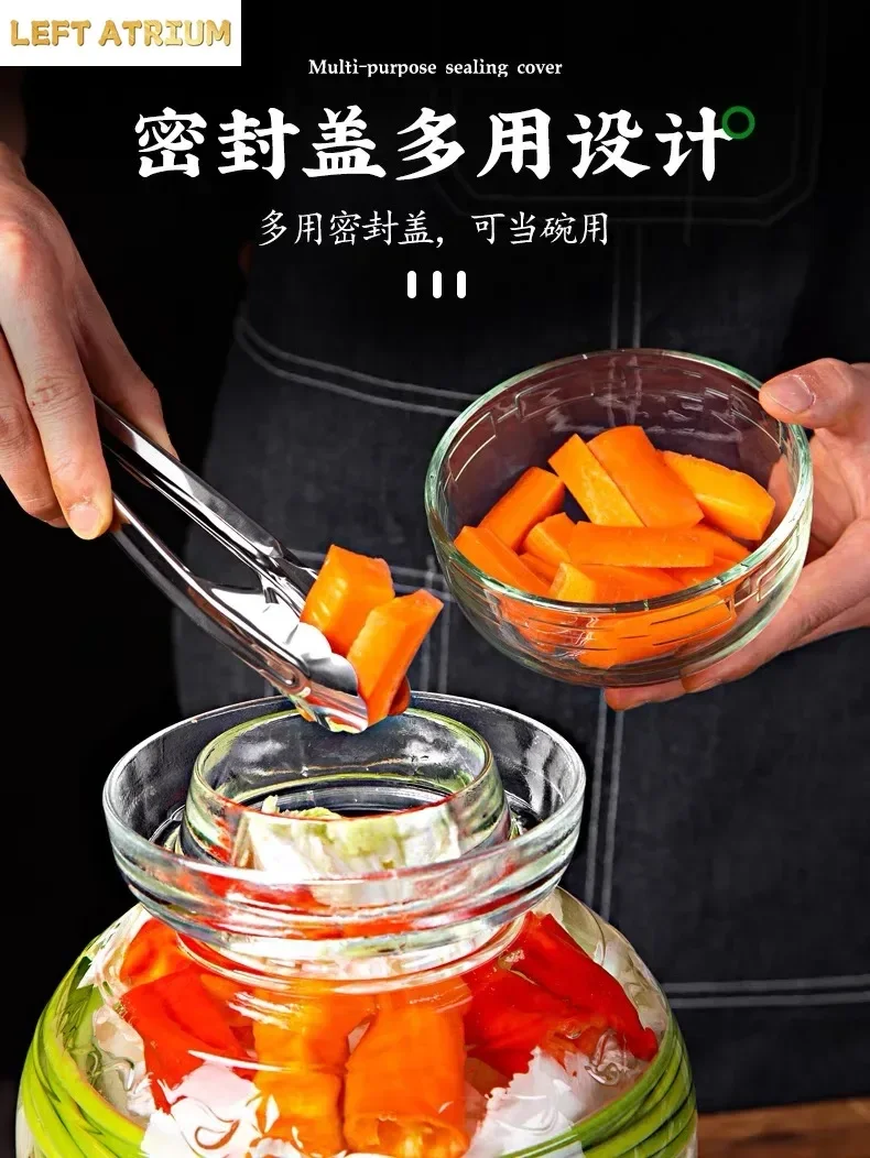 Household Pickled Jar Pickles Cylinder Sealed Cans 2.5/5KG  Korea Glass Container Kimchi Jar Kitchen Thickened Pickled Cans