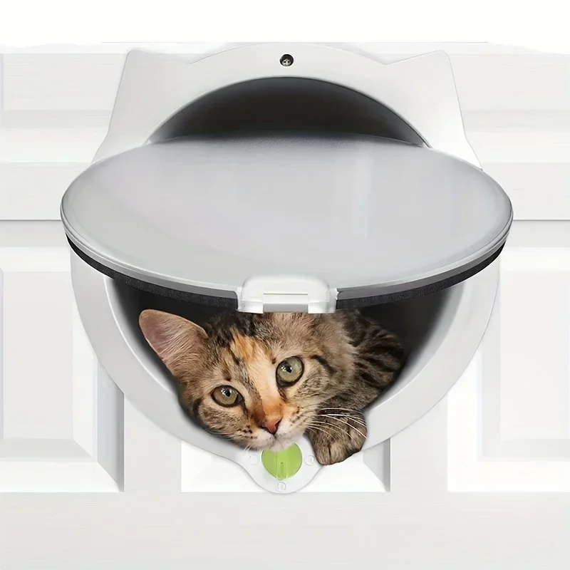 

Locking Cat Flap With Door Liner, Smart Pet Door With Cat Ears Shape, Easy Install For Interior/Exterior Use, Suitable For Cats