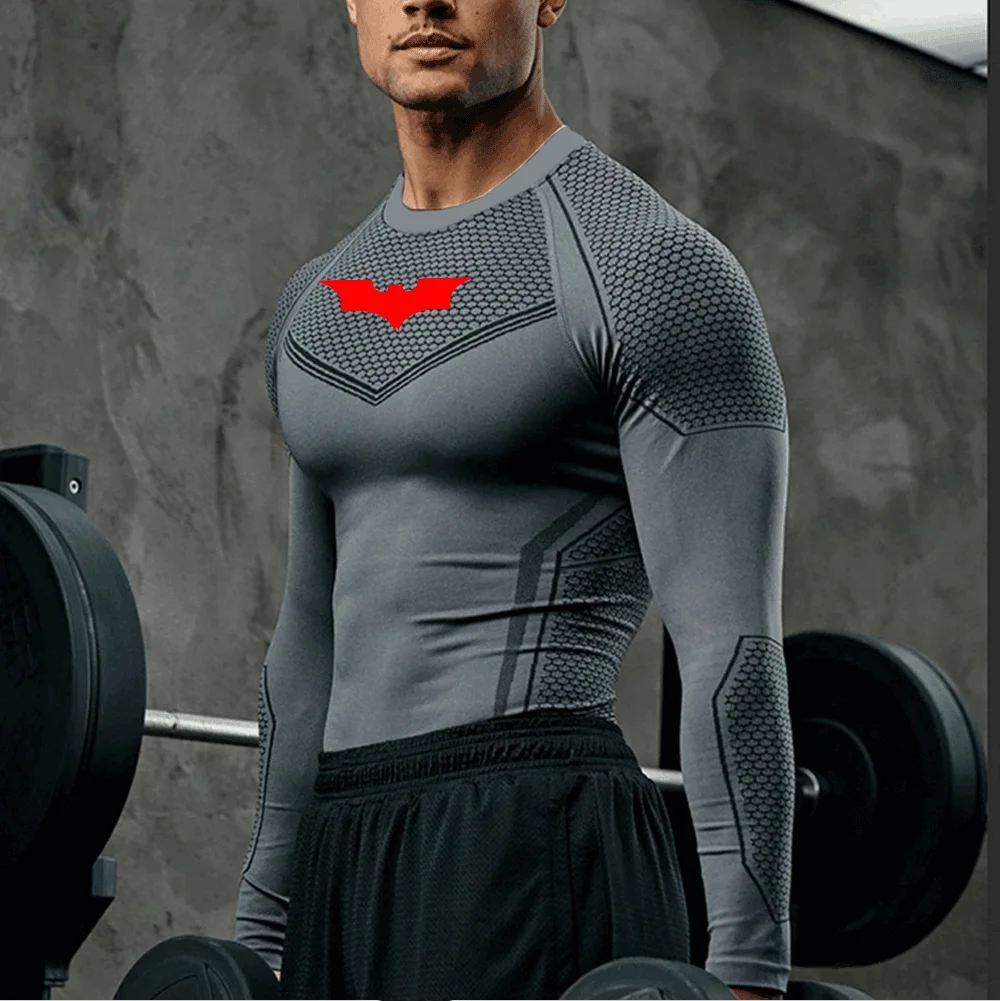 Herren Kompressionsshirt Workout Sport Schnelltrocknend Atmungsaktiv Schweißabsorbierend Eng Anliegendes Gym T-Shirt Fitness Elastisches Oberteil Tee für Männer