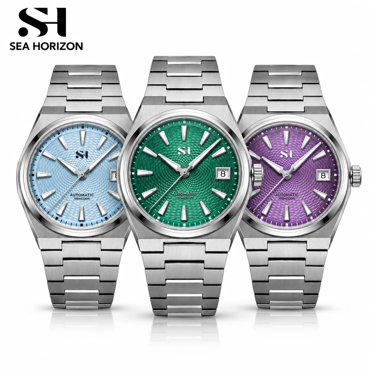 SEA HORIZON SH13 Titanium Automatic Watch Men PT5000 38mm Textured Dial Lightweight Integrated Bracelet Sapphire Crystal 100M
