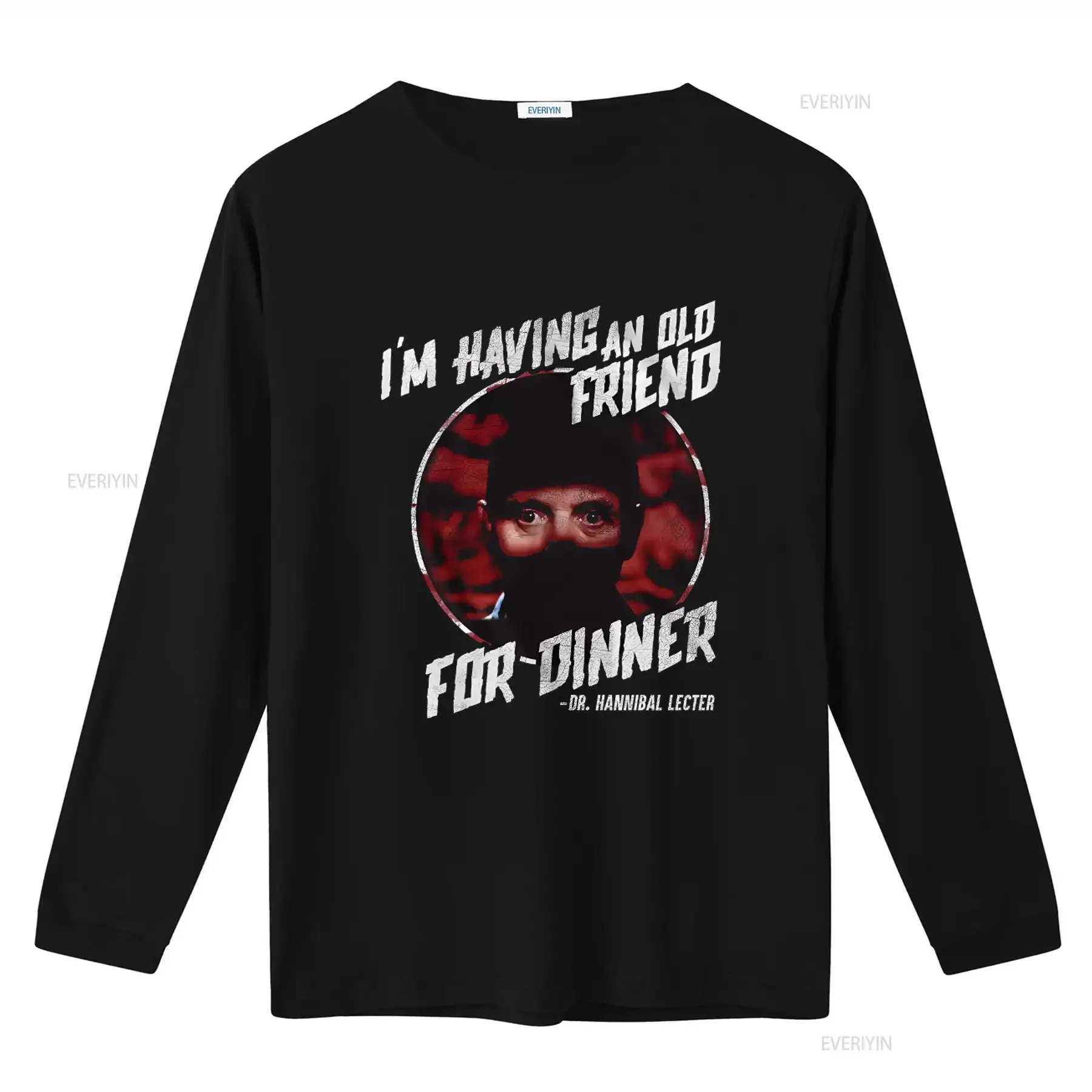 The Silence Of Lambs Dr Hannibal Lecter Friend For Dinner Black Adult T Shirt vintage Washed homme Unisex Casual Stylish