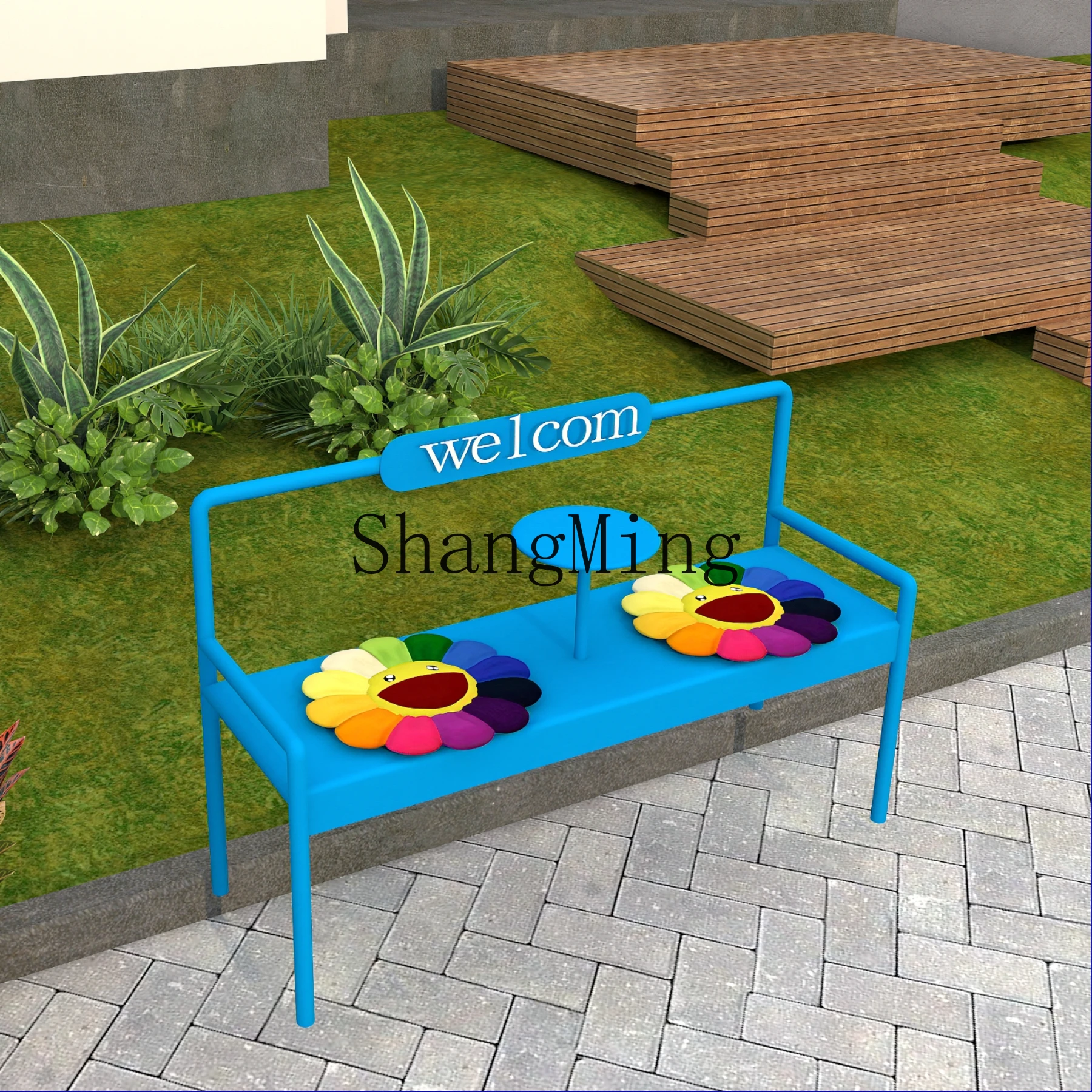 CL outdoor bench park bench milk tea coffee shop gym rest bench shopping mall wrought iron seat chair