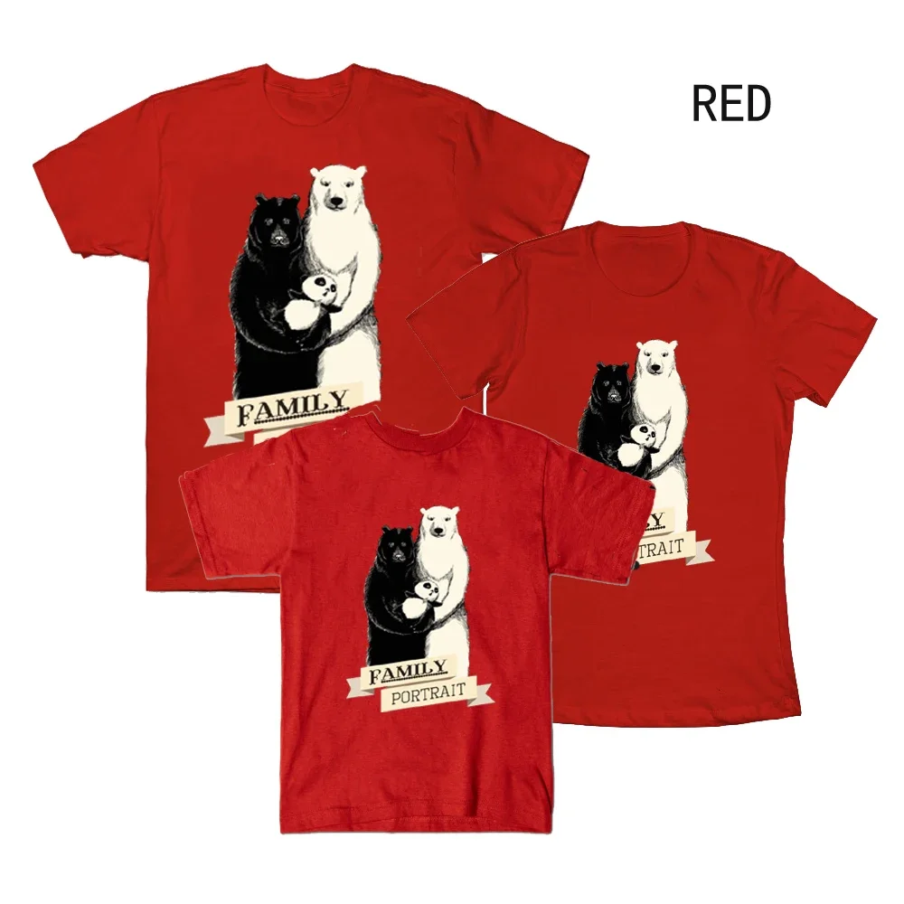 

funny bear Family Portrait T Shirt Family Matching Outfits Mom and Dad and Children T-shirt