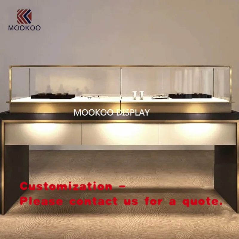 

custom.Luxury Jewelry Shop Furniture LED Lighting Sales Table Custom Design Jewelry Display Cabinet Showcase