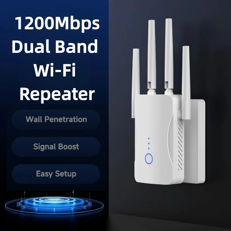 2.4G/5GHz Dual Band WiFi Repeater 1200Mbps Signal Router 802.11N Long Range Wireless WiFi Extender Amplifier WIFI Booster