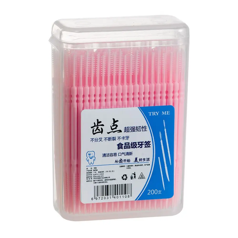 

Portable Candy Color Soft PP Food Residue Clean Teeth Toothpick Brush Dental Floss Pick Double-head Interdental Brush Oral Care