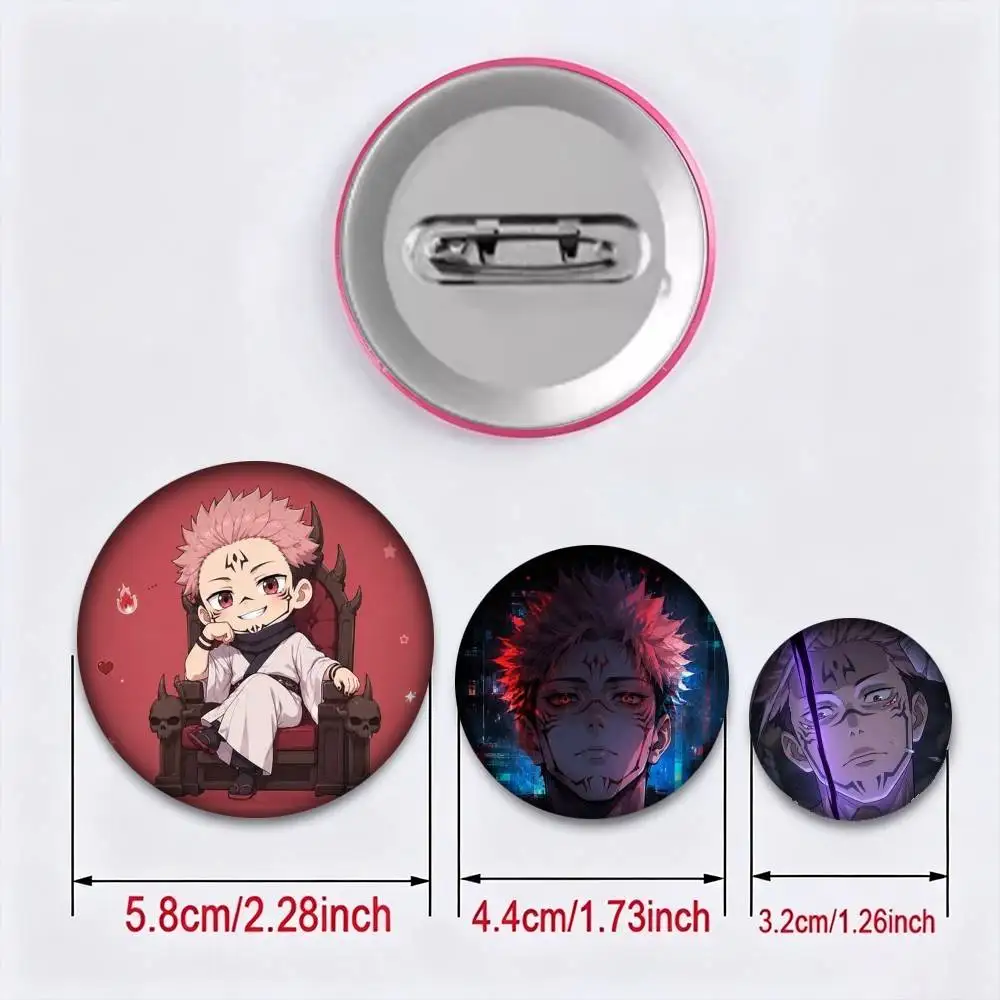 Anime J-Jujutsu Kaisen R-Ryomen Sukuna  25 32 44 58 75mm Badges Personalized Round Brooches Pins Accessory Gift