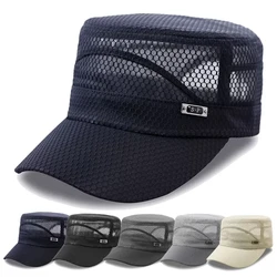 Summer Men Mesh Baseball Cap Big Brim Patchwork Snapback Sunhat Ponytail Hat Outdoor Breathable Hip Hop Baseball Hats Casquette