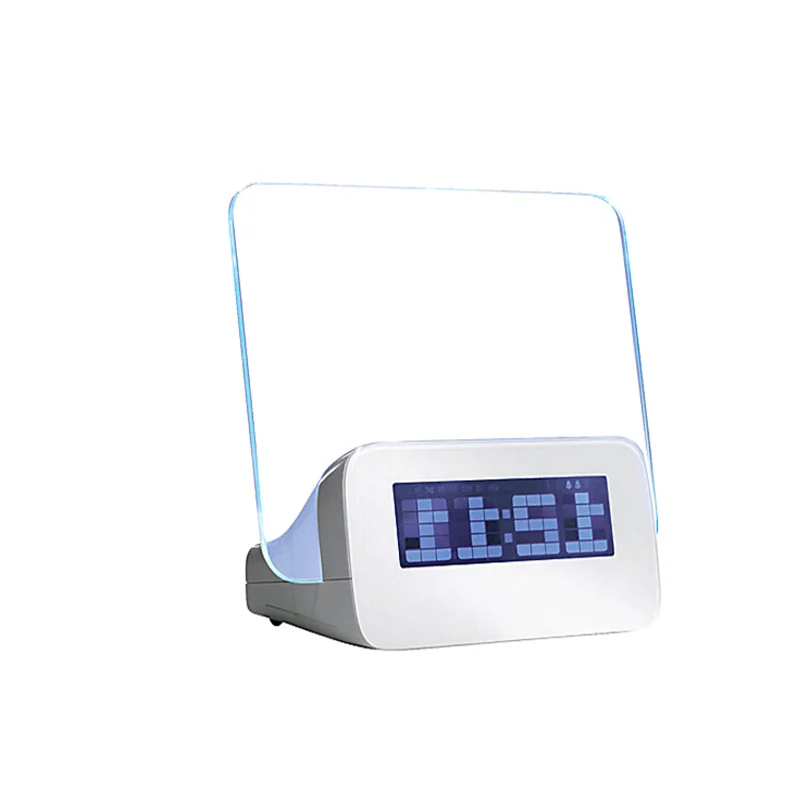 Fluorescent Message Board Digital Alarm Clock LCD Electronic Personality Bedside Luminous Creative Clock Large Screen 4 USB Hub