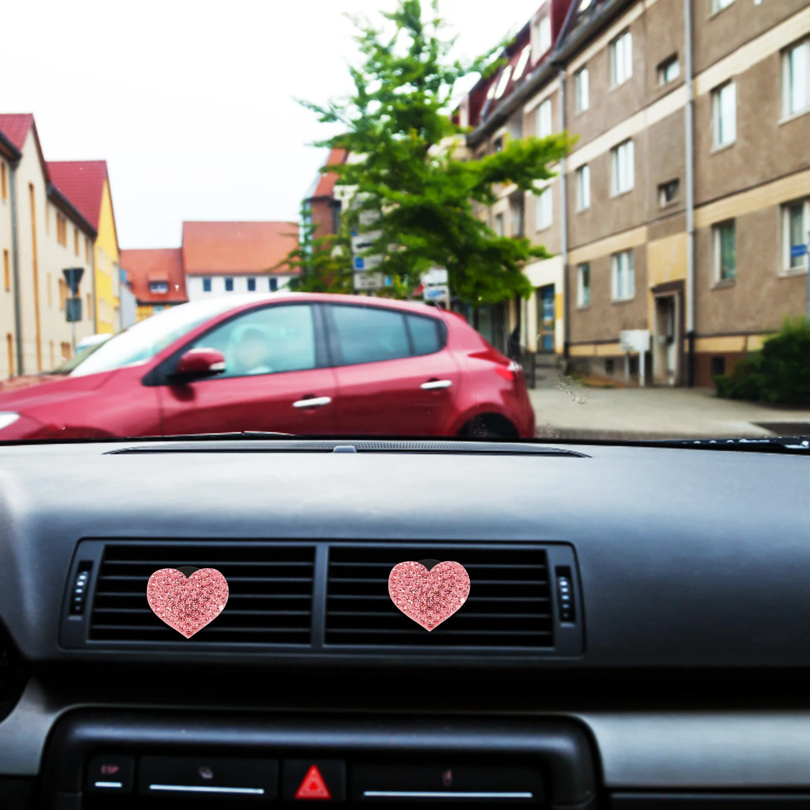 

4 Pcs Pink Heart Shaped Car Air Vent Clips Aromatherapy Diffuser Accessories Long Lasting Fragrance Sturdy Plastic Cute Design