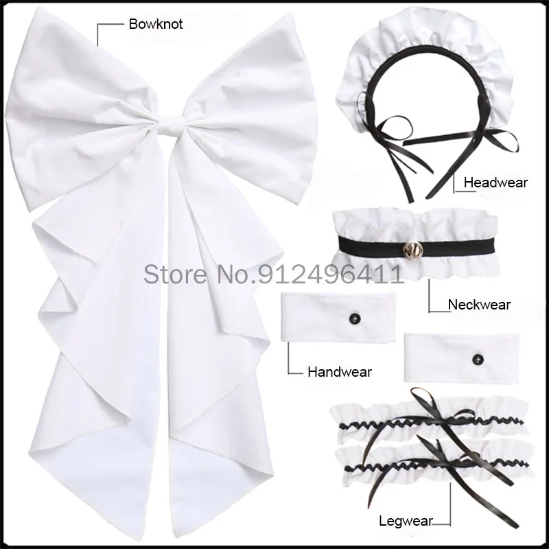 Saia de empregada bowknot francesa para mulheres e meninas, Amine Cosplay Costume, Halloween Anime, Preto, Garçonete Festa