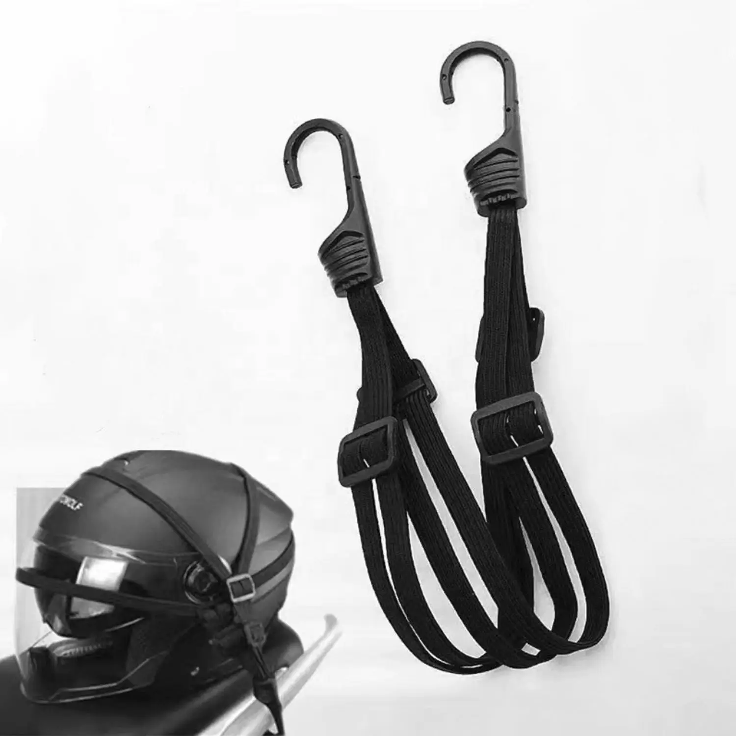 

Versatile Motorcycle helmet strap 60/90cm Motorcycle Elastic Helmet Mesh Net with Safety Hook Suitcase Strap for Daily Travel