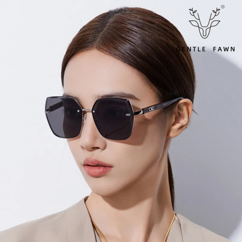 S5516 New Composite Nylon Rimless Sunglasses Sunglasses Women's Large Frame Plate Leg Classic All-Match Glasses Fashion