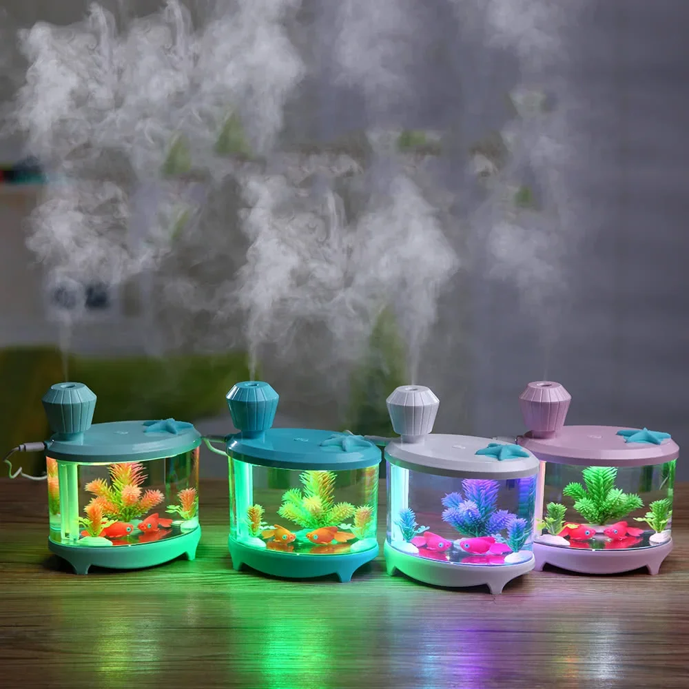 

New Fish Tank, LED, Night Light, Home Ultrasonic Air Humidifier, Aquarium Tank, Small Air Purifier, Spray Lamp, Large Capacity S