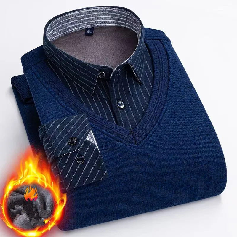 Men's fashionable business-style sweater with added insulation warmth suitable autumn winter casual wear with pullover design