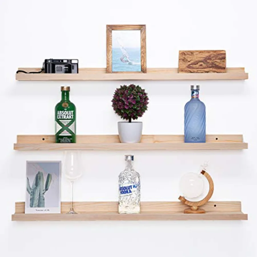 

36 Inch Picture Ledge Shelf Solid Wood Large Floating Shelves Wall Mounted Rustic Shelves for Home Living Room Bedroom Bathroom