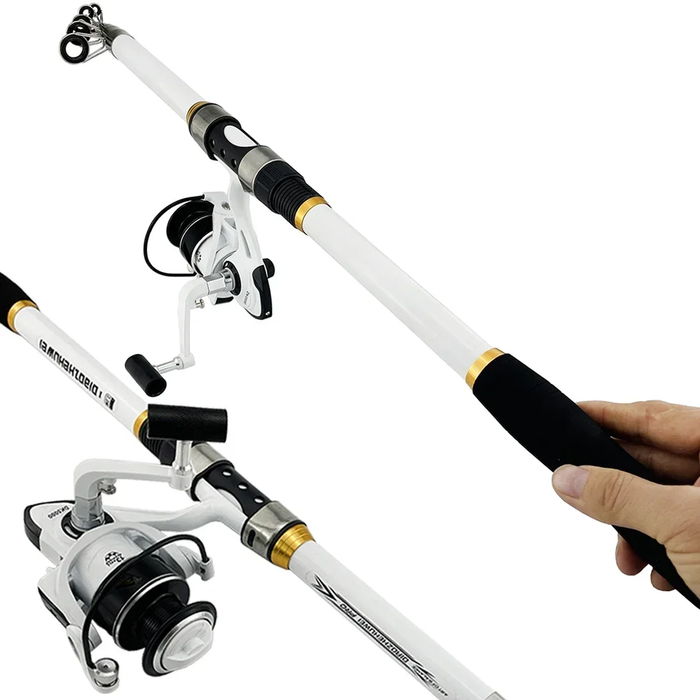 2.1M-3.6M Carbon Spinning Fishing Rod Combo Portable Telescopic Rod Reel With Floating Space bean Line  Travel Fishing Tool Set