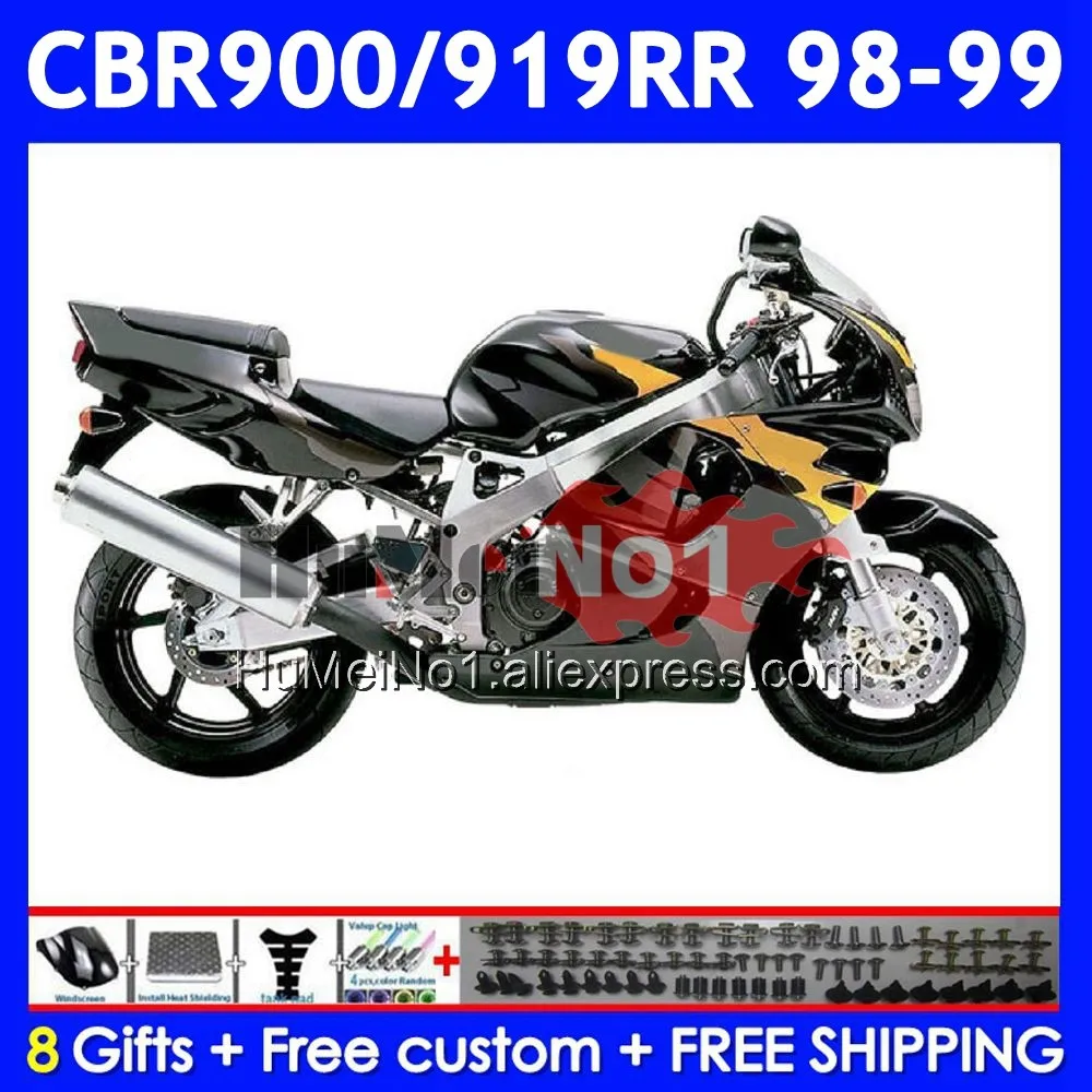 Body For HONDA CBR900RR CBR919RR 56No.43 CBR 919RR CBR900 RR CBR 919 RR CC 900RR 1998 1999 CBR919 Gloss black RR 98 99 Fairing