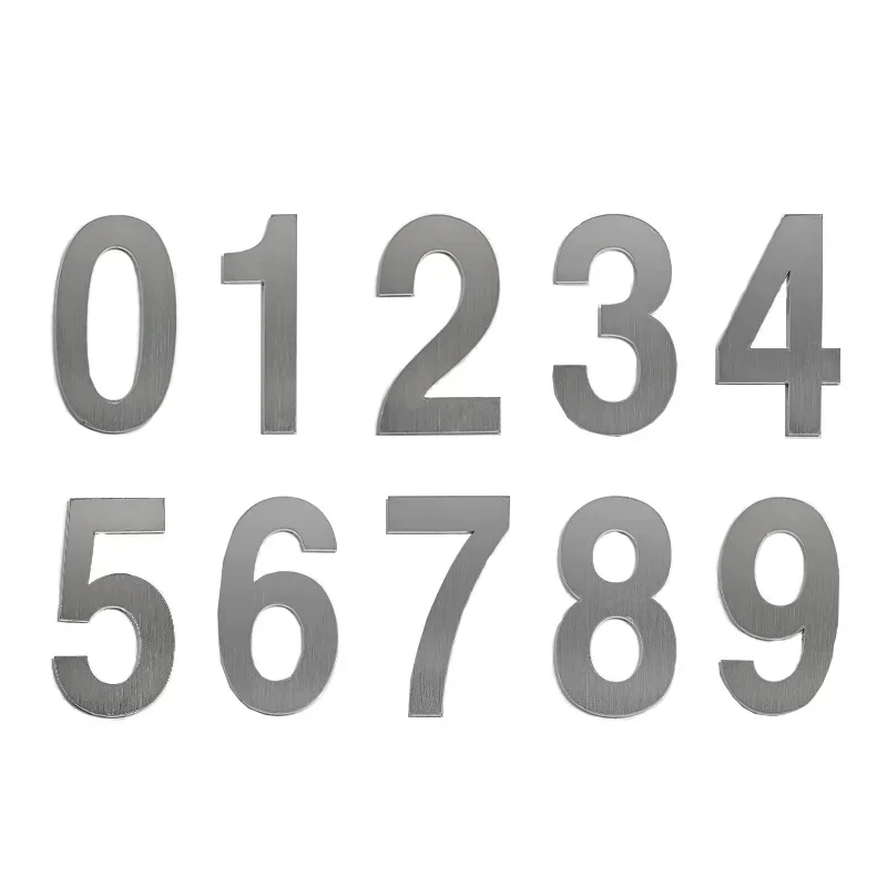 5-9 Cm House Number Outdoor Stainless Steel Sticker Digital Signs Home Address Plate Hotel Room Number Custom Mailbox Number