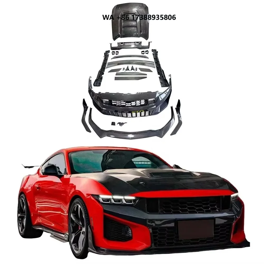 LARIDAS Pre-preg Dry Carbon Fiber Body Kit for Mus-tang S650 Bumper Splitters Side Skirts Diffuser Hood Exhaust 2024-2026