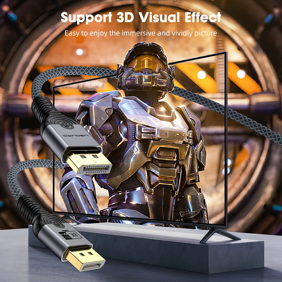 UGOURD DP1.4 Kabel 8K 60HZ DP 1.4 1.2 Kabel 4K 120HZ 144HZ UHD Ultra High Definition Video Displayport Kabel 3m 5m für Projektor – Detail 3