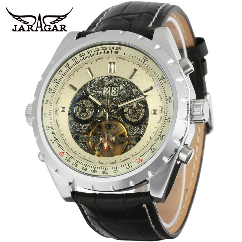 Hot Selling Fashion Jaragar Top Brand Calendar Waterproof Full Precision Steel Metal Business Fully Automatic Mechanical Watches