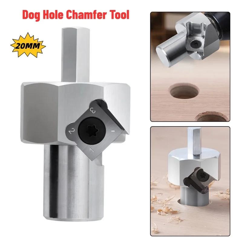 

Dog Hole Chamfer Tool Set Aluminum Alloy Deburring Trimmer 20mm Hex Shank Drill Bit For Dog Hole Shaping Trimming Hole Chamfer