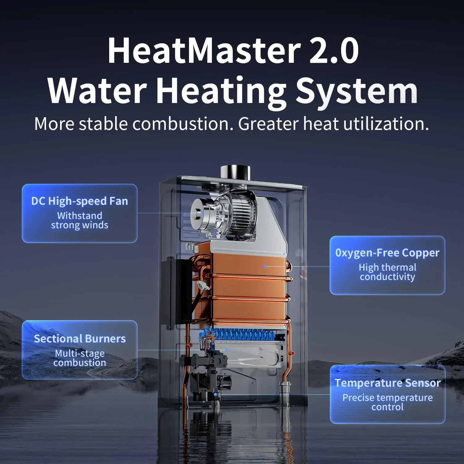 Tankless Water Heater with Vent Pipe, Indoor Max 4.3 GPM, 100,000 BTU Instant Hot Water Heater