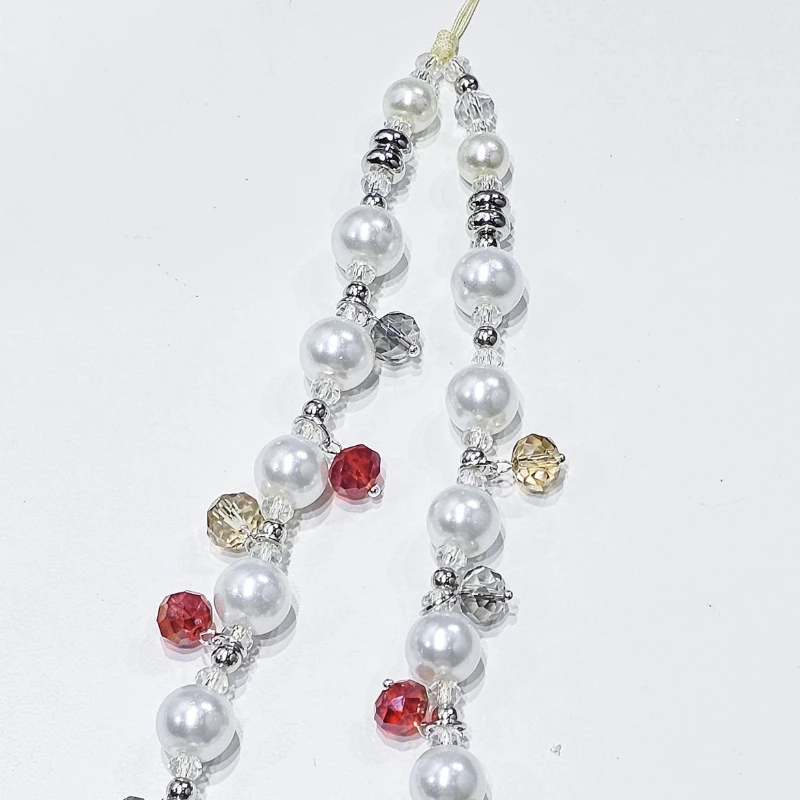 الإبداعية اللؤلؤ منقطة لامعة مطرز حقيبة الهاتف المحمول الحبل المألوف تنوعا الهاتف المحمول الحبل قلادة الملحقات #5