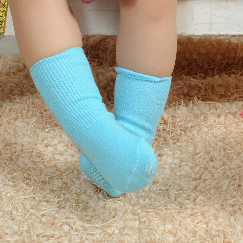 

Non-Slip Baby Socks For Kids 4-6 Years Sky Blue Soft Breathable Cotton Toddler Socks Stretchy Sweat-Absorbing