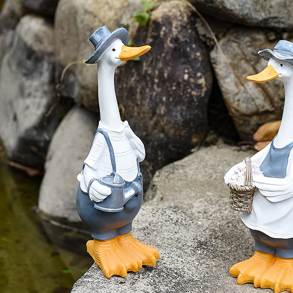 

Resin Duck Statue Delicate Animal Sculpture Desktop Decoration Home Garden Office Living Room Resin Crafts Ornament