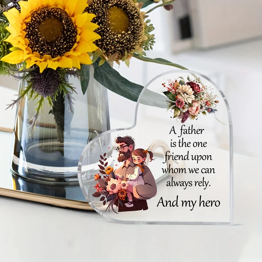 Father's Day Heart-Shaped Glass Gift| 