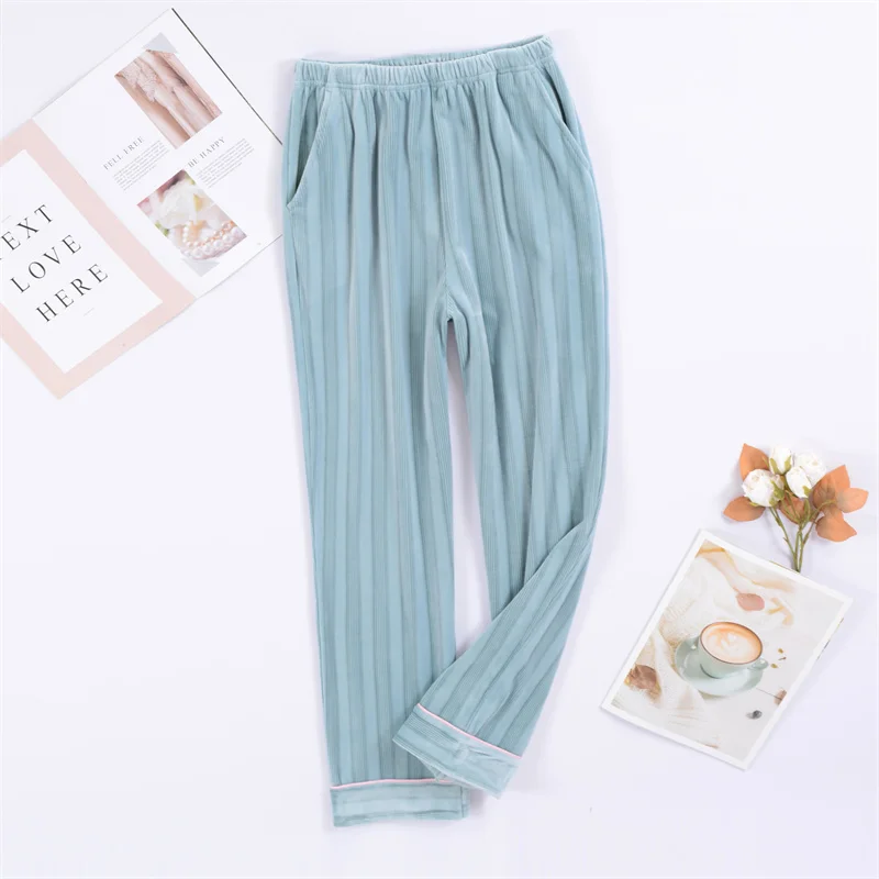 عادية الصوف المخملية منامة بانت للنساء حجم كبير الخريف الشتاء ملابس خاصة السراويل الدافئة ملابس خارجية المنزل السراويل الإناث