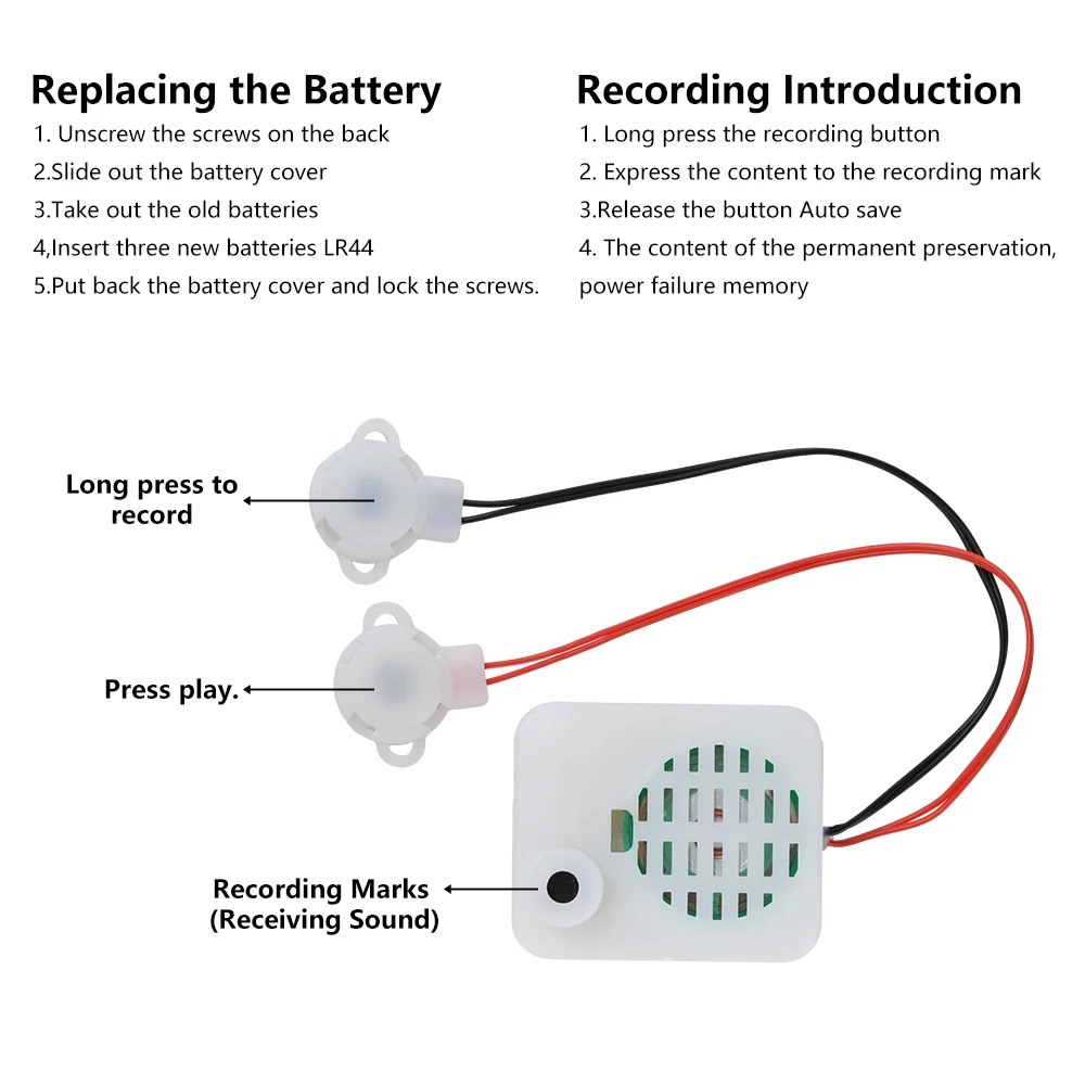 35s/40s/5min Plush Toy Voice Message Recorder Voice Box Sound Module Plush Toy Voice Message Recorder Device Clear Voice Recorde