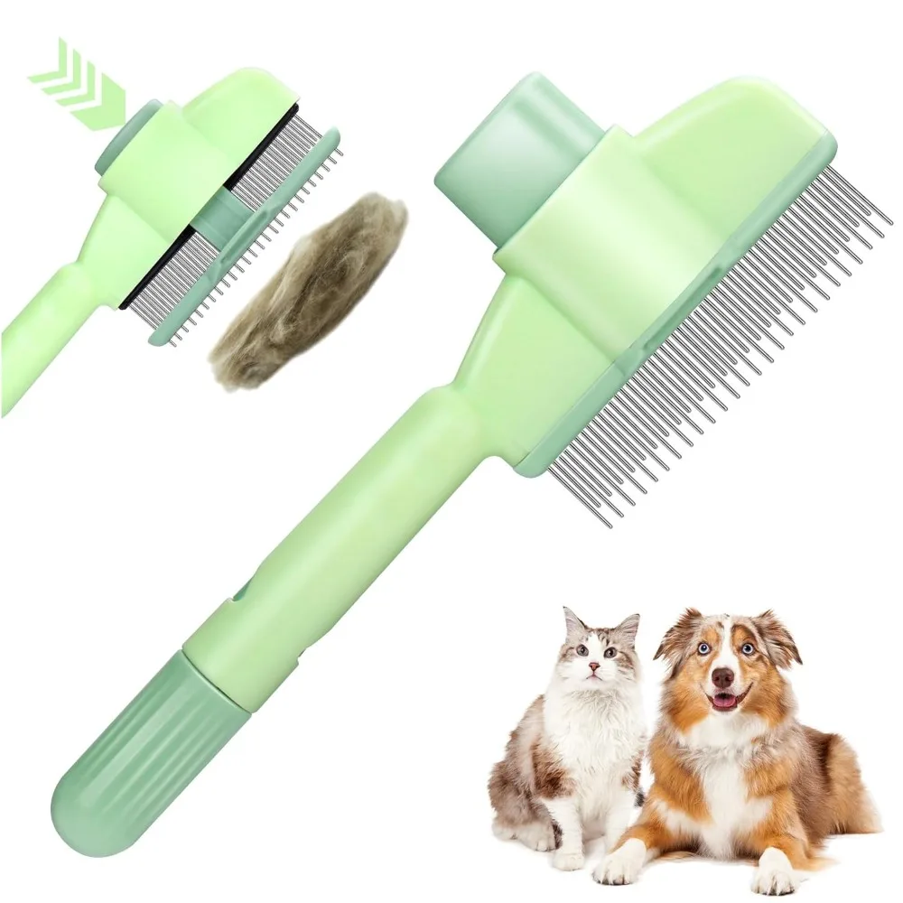 

Pet Hair Removal Comb One-Click Self-Cleaning Grooming Brush, De-Shedding Comb for Short & Long Hair, Pet Grooming Supp