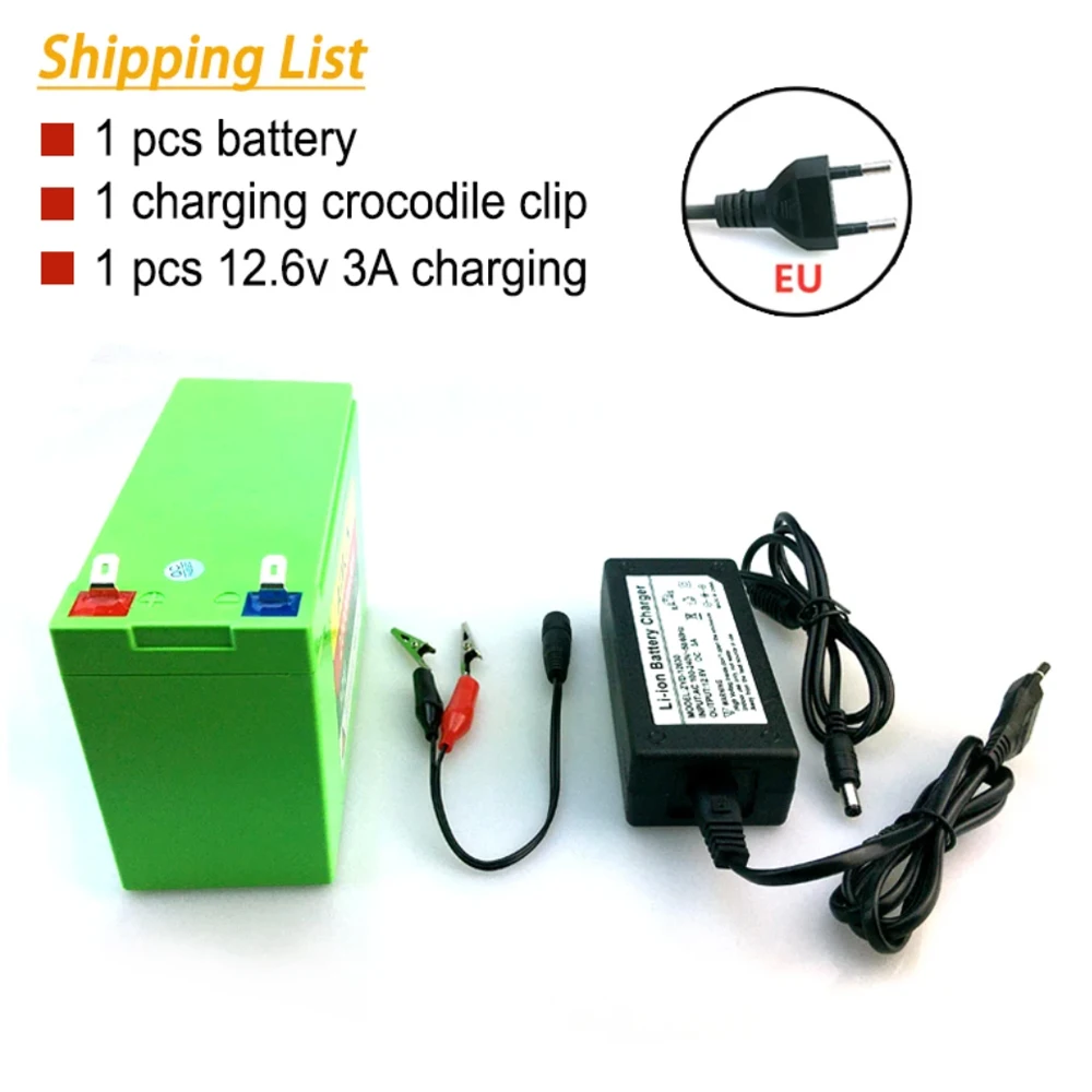12V 20AH rechargeable lithium battery pack 18650 3S6P built-in high current 20A  for electric vehicle spray battery+3A charger