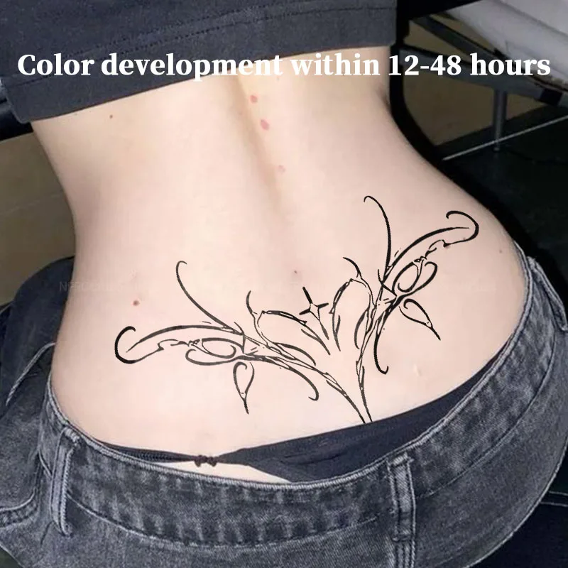 Black Gothic Tribal Waist Belly Herbal Juice Tattoo Sticker Fake Temporary Tattoos Tatoo Stickers Tatuaje Novelty in Toys Weeks