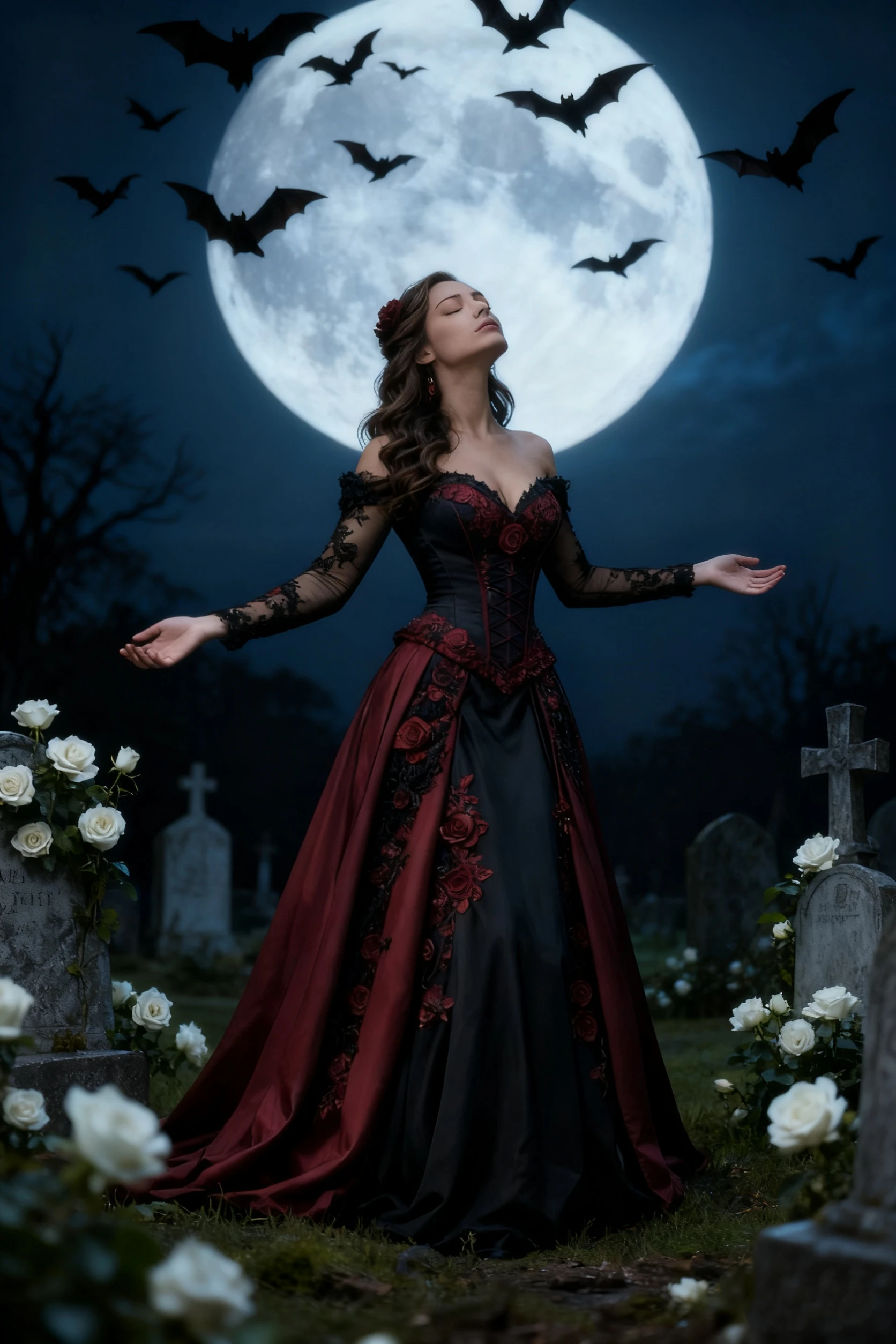 Black And Red Vampire Gothic Wedding Dress Lace Applique Corset Long Masquerade Dress Full Sleeve Vintage Bridal Gown Customized