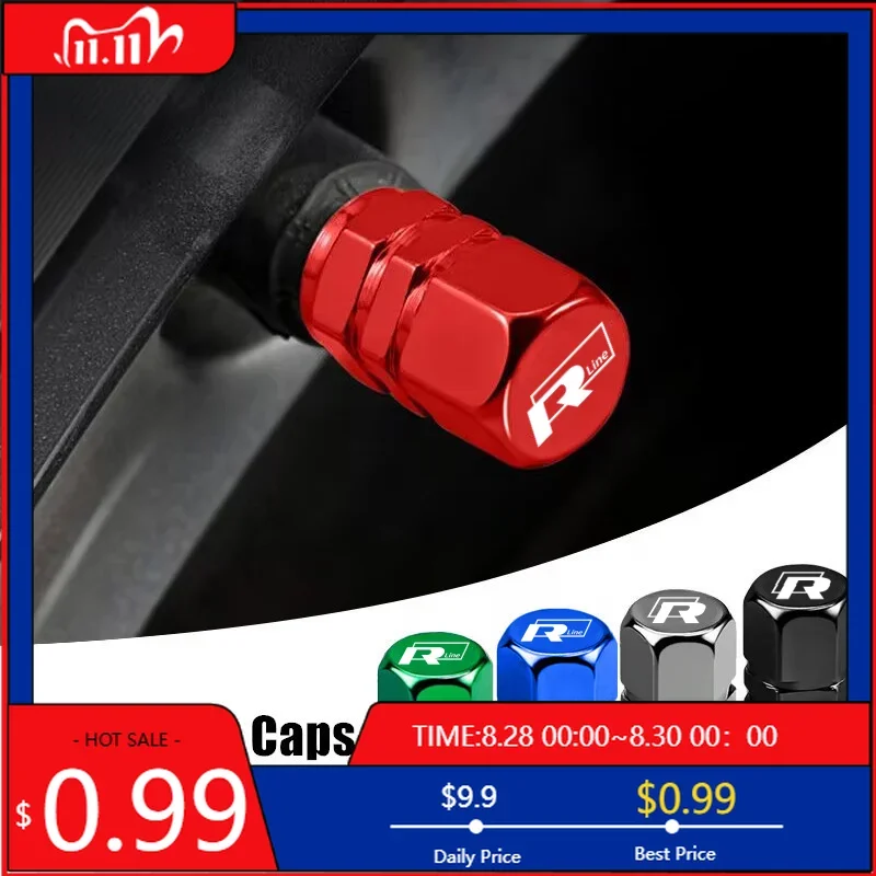 

VW GTI GOLF 2026 Hot For VW VOLKSWAGEN 4PCS Aluminum Alloy Car Tire Valve Covers Auto Accessories For Volkswagen Golf R Rline Ti