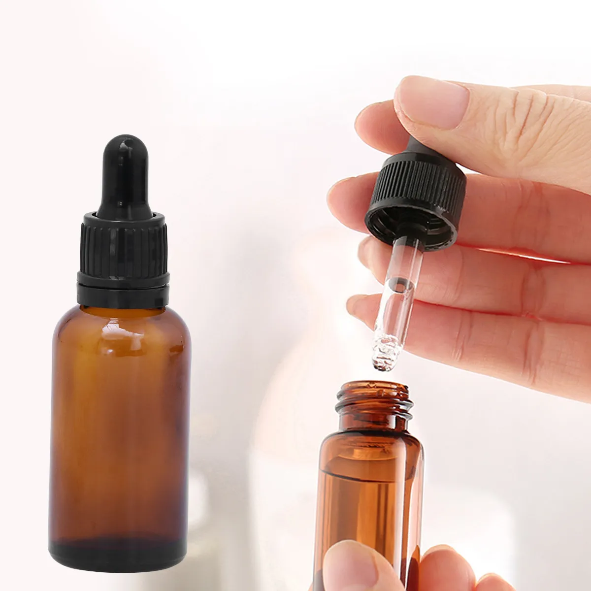 

Набор из 12 янтарных стеклянных флаконов для эфирных масел, 30 мл, многоразовые пустые бутылки с пипеткой для самостоятельного изготовления смесей, парфюмерии и ароматерапии