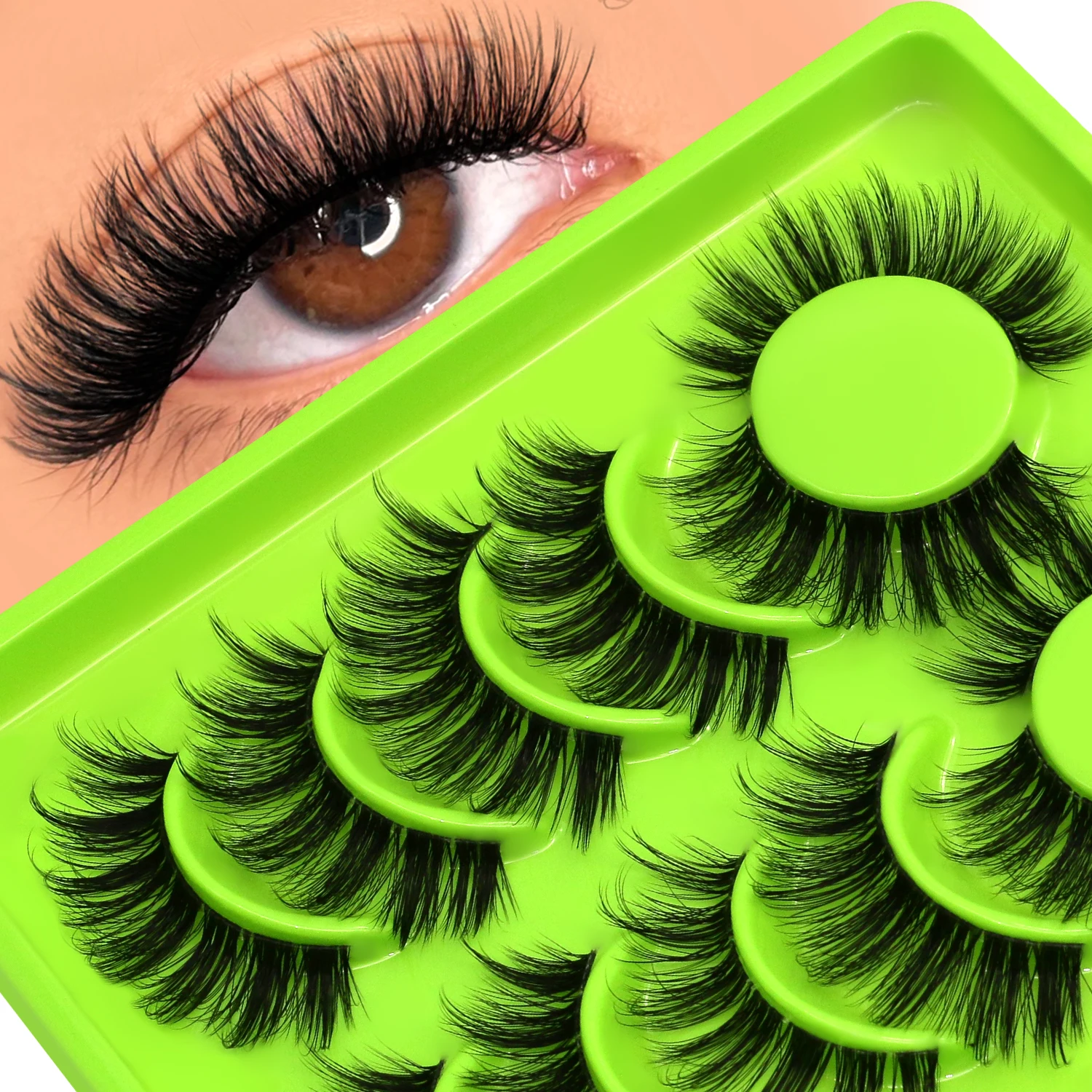 Lasvirey رموش سميكة رقيق القط رموش 8D رقيق حجم رموش اصطناعية D حليقة دراماتيكية سميكة كامل قطاع واضح الجذعية جلدة #1