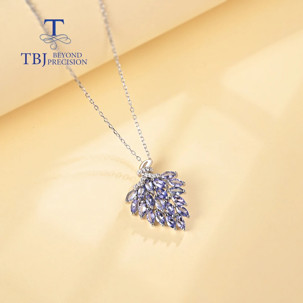 2026, Gorgeous light luxury natural blue Tanzanite pendant necklace elegant women anniversary engagement banquet wear